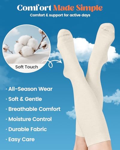 LEVSOX Cotton Compression Socks for Women Men 20-30 mmHg Knee High Cute Support Sock for Nurses Flying Pregnancy