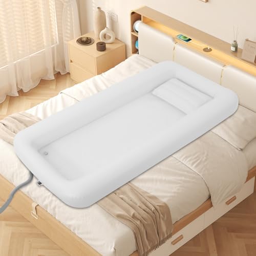 Bedside Shower Bathtub Kit,Elderly Inflatable Bathtub for Adults,PVC Shower Bathtub with Electric Air Pump & Water Bag,Wash Fullbody in Bed,for Elderly Disabled Seniors Handicapped(Single Layer)