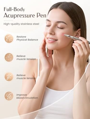 Acupuncture Pen, Premium Stainless Steel Acupressure Pen for Muscle Tension Pain Relief, Trigger Point Massage Pen Manual Reflexology Tool