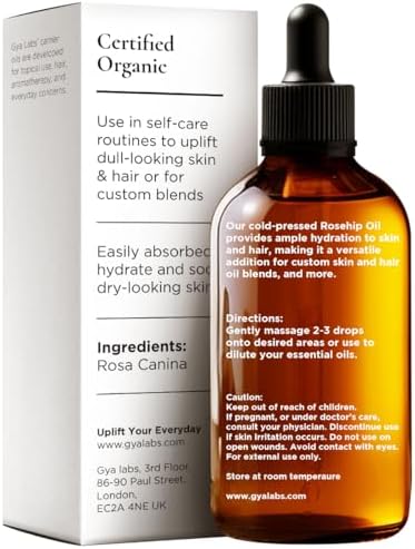 Gya Labs Rosehip Oil - 1 Fl Oz - Carrier Oil for Hair, Skin, Face, Scalp & Body Massage