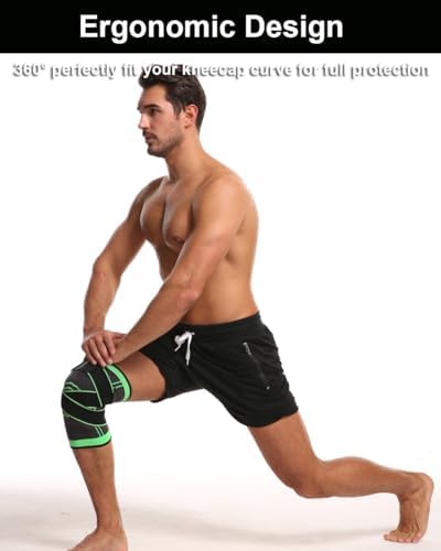 2 Pack Knee Wraps for Pain Relief, Knee Wrap Knee Compression Sleeve Knee Sleeves for Men Women Compression Knee Brace, Knee Band for Knee Pain Relief, Knee Brace for Arthritis Pain and Support (Black, Medium)