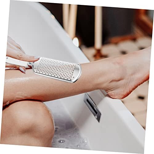 Housoutil 2pcs Stainless Steel Foot File Exfoliator Hard Skin Remover Ergonomic Design Washable and Reusable Foot Scrubber for Dead Skin