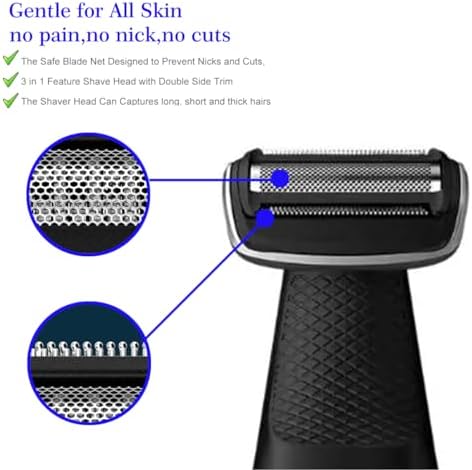 BG2000 Replacement Heads Compatible with Philips norelco bodygroom 7000, 2 Pack Bodygroom Replacement Foil Heads for BG5025, BG7030, BG7040, BG2030, BG2040-Wet Dry Use