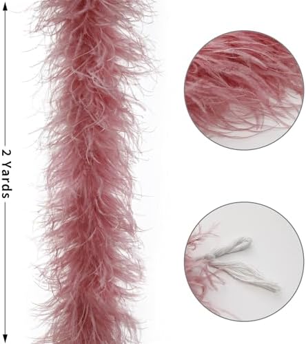 Soarer Lotus Pink Ostrich Boas – 2yards 3ply Long Boas for Party, DIY Production,Home Decoration(Lotus Pink)
