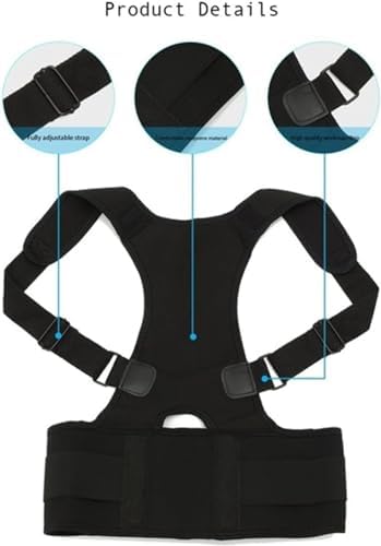 Back Corrector Adjustable Magnetic Posture Back Support Corrector Belt Strap Belt Brace Shoulder Lumbar Pain Relief Posture Waist Trimmer Health and Relaxation,Beige,L