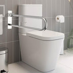 Toilet Grab Bar 30.3 Inch, YuanDe Flip Up Grab Bar with Paper Holder, Polished Chrome Anti-Slip Safety Bars for Toilet, Stainless Steel Knurled Toilet Handles for Seniors Disabled Elderly Pregnant