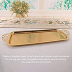 Serving Tray Household Cup Storage Living Room Rectangle Water Cup Dinner Plate Tea Tray Fruit Plate Ins Wind Retro Luxury Gold Light Luxury Mixing Trays