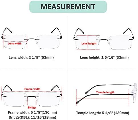 Eyekepper Frameless Reading Glasses for Men Reading - Rectangle Rimless Reader Eyeglasses Black +0.50