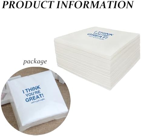 Funny Cocktail Napkins 100Pcs I Think You're Great And I'm Just A Napkin Paper Disposable Party Napkins For Office Surprise Party Friendship Celebrations 5 x 5 2-ply (I'm Just A Napkin)