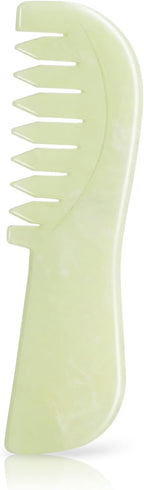 Long Gua Sha Comb, Natural Jade Stone GuaSha Scraping Massage Therapy Tool, Scalp Comb for Head Hair Caring, Meridian Massager for Body Spa at Home, Easy to Grip
