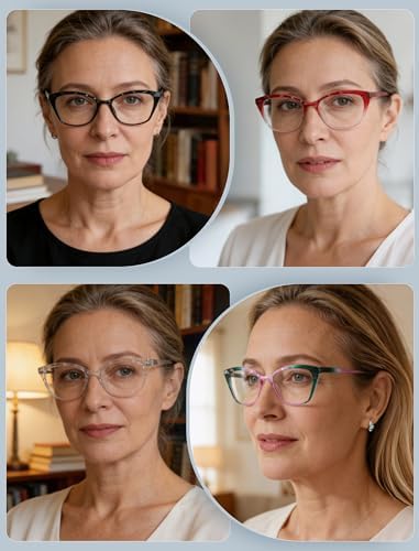 MODFANS +2.0 Reading Glasses for Women,4 Pack Stylish Readers with Comfortable Spring Hinge, Blue Light Blocking Reading Glasses Anti UV/Eyestrain Eyeglasses