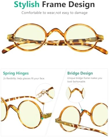 Eyekepper Round Blue Light Filter Glasses Women Men - Blocking UV Ray Anti Screen Glare Computer Readers - Transparent/Tortoise, +0.50