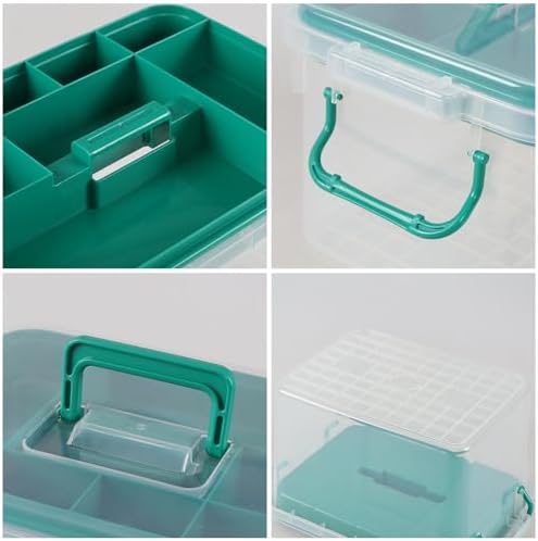 Clear Medicine Organizer Storage Box with Handle & Tray, Plastic Empty First Aid Box, Multipurpose Medical Container with Lid, Medication Caddy for Home, Baby, Elderly, Dorm
