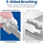 Triple Bristle GO 3-Sided Sonic Electric Toothbrush with Soft Nylon Bristles, Travel Brush for Kids, Adults, Autism and Special Needs