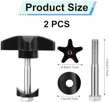 2 Sets Rollator Walker Replacement Knobs, Comfortable Black Plastic Knobs, Universal Rollator Parts, 4.4cm/1.7in Knob, 1.9cm/0.75in Washer