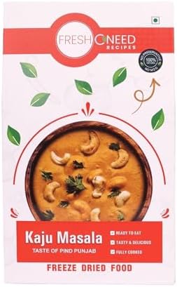 Freshoneed_Ready to Eat Kaju Masala (Taste of Pind Panjab) | Instant Curry | No Added Preservatives | Easy to Prepare | Ready in 8 Minutes | 220 gms | 100% Natural & Veg | Freeze Dried Food, Medium