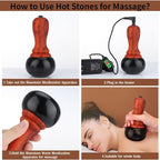 Hot Stones Massage Set with Warmer, Adjustable Temperature Bian Stone Electric Body Massager, Gua Sha Scraping Massager for Home SPA Relaxation Treatment Pain Relief