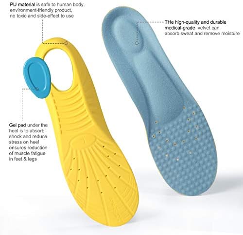 Shoes Inserts Memory Foam Insoles Shock Absorption Pain Relief Plantar Fasciitis Breathable PU Sports Foot Insoles for Men Women,1 Pair (M（Men's 6-9/ Women 7-11）)
