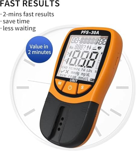 Official Blood Total Cholesterol Test Kit, 5 in 1 Triglycerides Test Kit Professional Grade Quick Blood Lipid Analysis Meter with 10 Cholesterol Test Strips for Home use