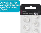 Hearing Aid Domes for Oticon Replacements, Oticon Minifit Open Bass Vent Domes (10 mm/2 Packs）, Universal Domes for Oticon Hearing Aid Supplies.