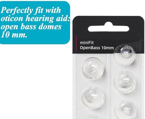 Hearing Aid Domes for Oticon Replacements, Oticon Minifit Open Bass Vent Domes (10 mm/2 Packs）, Universal Domes for Oticon Hearing Aid Supplies.