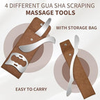 Muscle Scraper Tool, 4 in 1 Gua Sha Body Tool with Long Bar and Derma Edge for Physical Therapy, Multi-Functional Stainless Steel Gua Sha Tool with Storage Bag for Elbows, Wrists, Knees, and Back