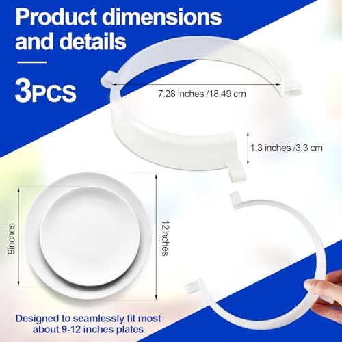 Landical 3 Pcs Clip On Plate Guard for Eating Spill Proof Food Guard for Plates Self Feeding Dining Assistive for Elderly Disabled Handicapped Adults Scooping Food, Fits Most 9" to 12" Plates