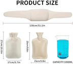 Multifunctional hot Water Bag Belt 1.5L Large hot Water Bag, Extended 130cm Heating Belt Relieve Fatigue and Pain,Suitable for hot and Cold compresses on Legs, Waist, Neck and Back