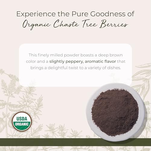 Starwest Botanicals Chaste Tree Berries Powder Organic - Dried Herb for Chasteberry Tea, Vitex Agnus Castus, Certified Kosher, Non-GMO - Bulk 1 lb Bag
