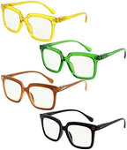 CessBlu 4 Pack Progressive Multifocal Reading Glasses Blue Light Blocking Eyeglasses for Women