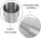 NUOBESTY Stainless Steel Water Tumbler 300ml Reusable Straight Cup with Diamond Pattern Matte Silver Unbreakable Metal Drinkware for Juice Tea and Cold Beverages Indoor Outdoor Use