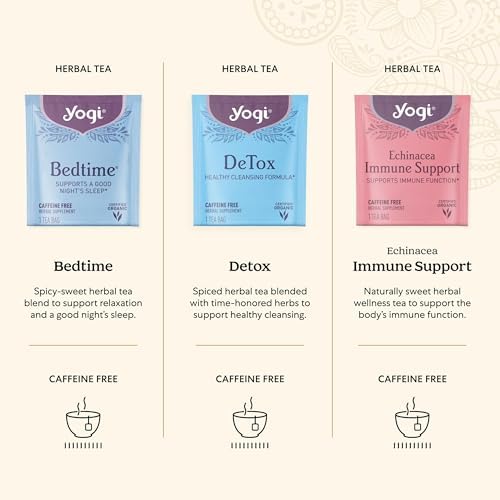Yogi Organic Tea Sampler Gift Box (45 Tea Bags) Assorted Delicious Wellness Blends - 9 Favorite Herbal, Green & Black Varieties | Gift Box, 9 Favorite, Assorted, Delicious, Wellness Teas
