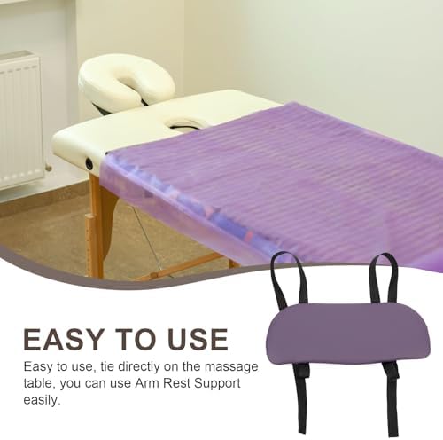 Beauty Bed Armrest Support Bracket with Purple Hand Plate for Massage Tables, Universal Hanging Armrest Pedal Accessory for Spa and Salon Use