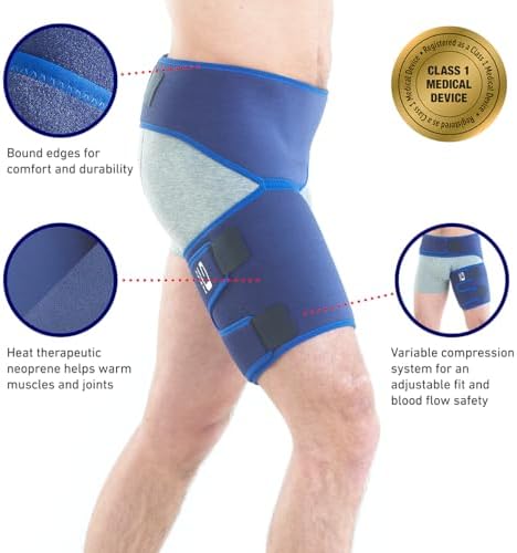 Neo-G Groin Brace for Thigh or Hamstring Injury. Groin Brace for Men and Women - for arthritis, pulled groin, strain - Adjustable Groin Compression Support - Unisex