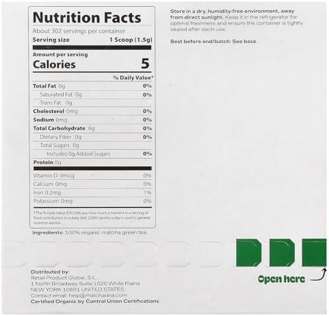 Matcha DNA Organic Matcha Powder - XXL 16oz TIN – Matcha Green Tea - USDA Organic Gluten-Free Vegan, Unsweetened No Additives - Everyday Green Macha Powder Tea for Lattes, Smoothies, Baking & Recipes