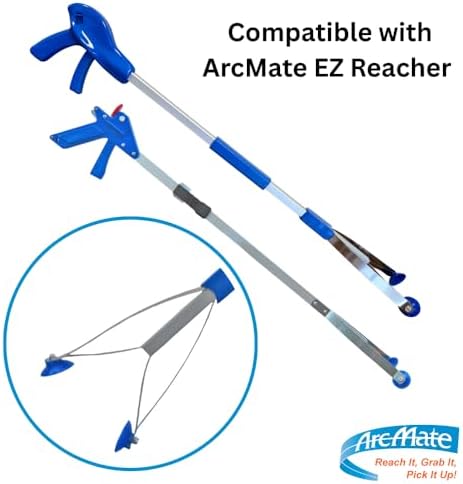 ArcMate EZ Reacher Replacement Gripper Cups - Food Safe Indoor Reacher Grabber Tips Part for Repair - Heat Resistant Silicone Cups with Locknuts, Blue, 2 Pairs (4 Cups)