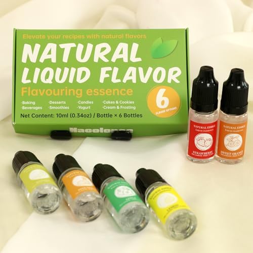 Natural Food Flavoring Oil - Concentrated Candy Flavors, Suitable for Candy, Baking, Drinks and Smoothies Highly Concentrated, Food Grade, Naturally Extracted, Water-Soluble and Oil-Soluble - 0.34 Fl Oz (10ml) *6 (Fruit-flavored set)