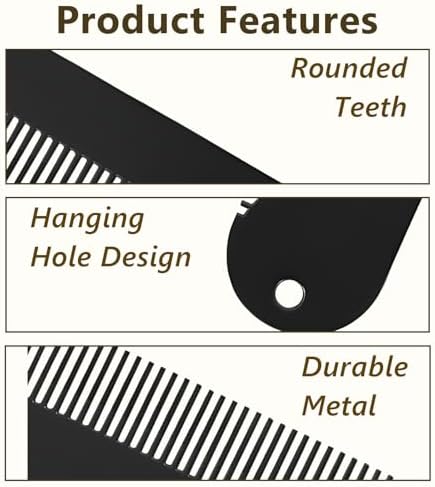 Metal Fine Tooth Portable Mini Pocket Beard Comb, Ideal for Thinner Hair and Beard, Black