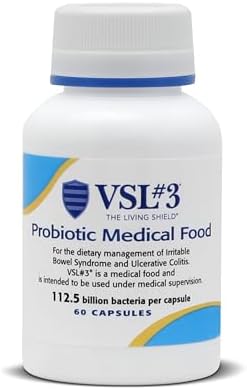 VSL#3® Probiotics for Digestive Health, IBS & UC Symptoms - 112.5B CFUs, High-Potency, Multi-Strain, Live, Refrigerated Probiotic, Medical Food for Gut Health Support in Men & Women, 60 Capsules