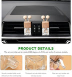 2PCS Car Diffuser Air Freshener Bottle, Empty Essential Oil Perfume Glass Bottle with Vent Clip, Wooden Clear Aromatherapy Fragrance Ornament Auto Decor, Interior Car Accessories