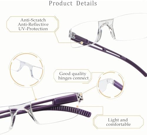 LifeArt 2/4 Pairs Reading Glasses, Blue Light Blocking Glasses, Computer Glasses for Men and Women, Rectangle Eyewear Frame