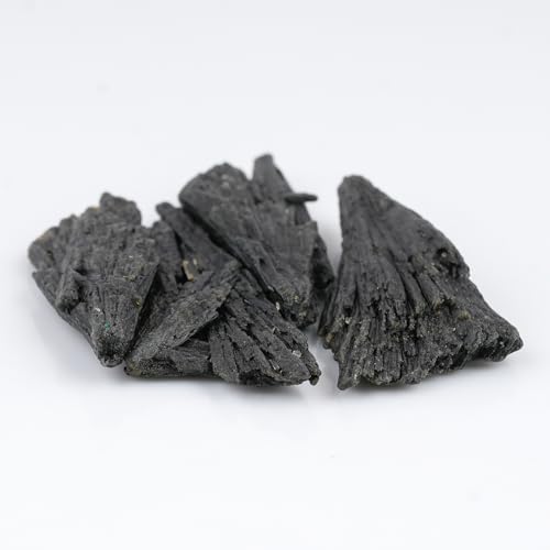 ColouredRocks 4pcs BLACK KYANITE FANES, Raw Crystals, Raw Stones, Rough Gemstones, Jewelry Making Supply, Cabbing, Polishing, Cutting, DIY, Crafts, (35+ mm.)