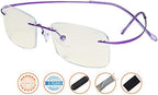 CessBlu Titanium Computer Glasses Reading Eyeglasses Frameless Readers Blue Light Filter