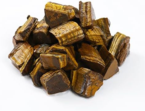 Raw Tiger Eye Stone, Crystals and Healing Stones, Bulk Crystals, Rocks for Tumbling, Raw Crystals Bulk, Amathesis Crystal, Calcite Crystal for Decoration, Wicca, Reiki, Chakra and Energy(1LB)