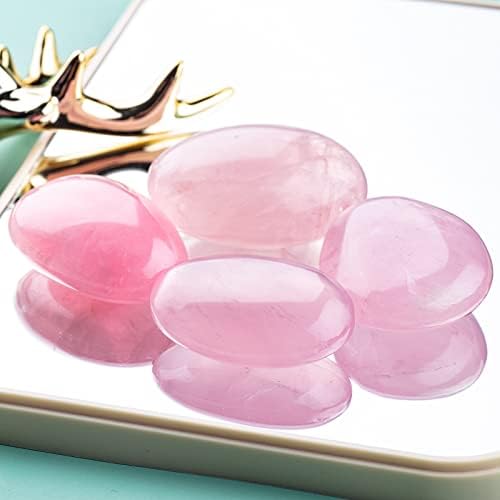 1.5 inch Rose Quartz Crystals Palm Worry Stone Tumbled Irregular Polish Stone Rocks Positive Energy Crystals Massage Gemstone with Healing Therapy for Reiki Yoga Chakra Balancing Gift Decor