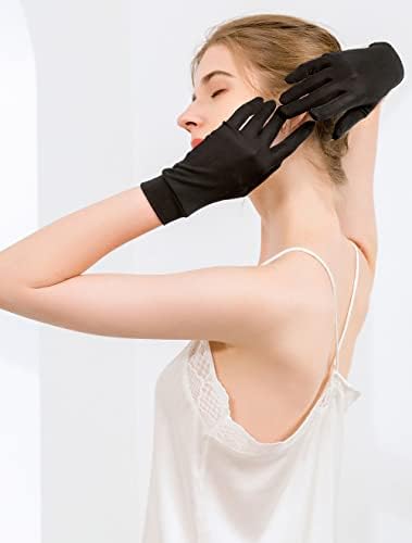 METWAY Mulberry Silk Gloves for Sleeping Women Summer Sunscreen UV Protection Thin Lightweight Pure Silk Overnight Glove