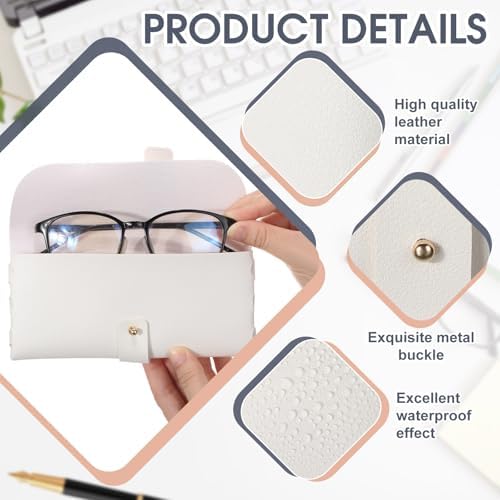 Nuogo 30 Pack Eyeglass Case Soft Glasses Case Studded Sunglasses Pouch Portable PU Leather Bag for Women Men