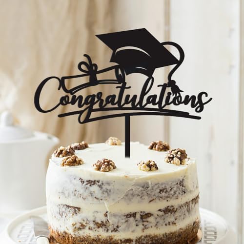 Congratulations 2026 Graduation Cake Topper,Congrats Grad Cake Decor - 2026 High School/College/Senior Graduation Party Decorations Supplies (black Acrylic)
