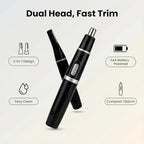 Eyebrow & Facial Hair Removal for Women and Man,Nose and Ear Hair Trimmer - for Eyebrow,Ear,Nose,Facial & Body Hair Removal, Painless,Dual Blades, Waterproof,Battery Not Included,Black