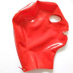 Red Latex Hood Back Zipper Open Eyes Mouth for Catsuit Rubber Mask Cosplay Club Wear Costume